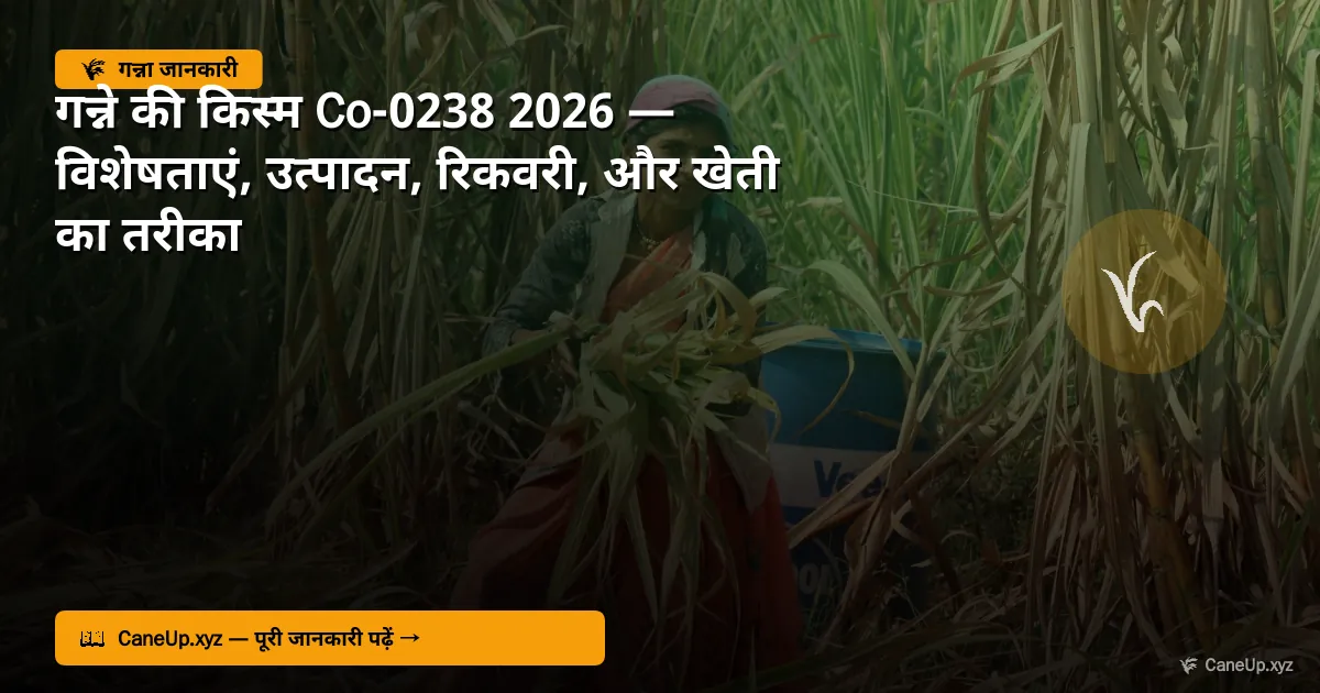 गन्ने की किस्म Co-0238 2026 — विशेषताएं, उत्पादन, रिकवरी