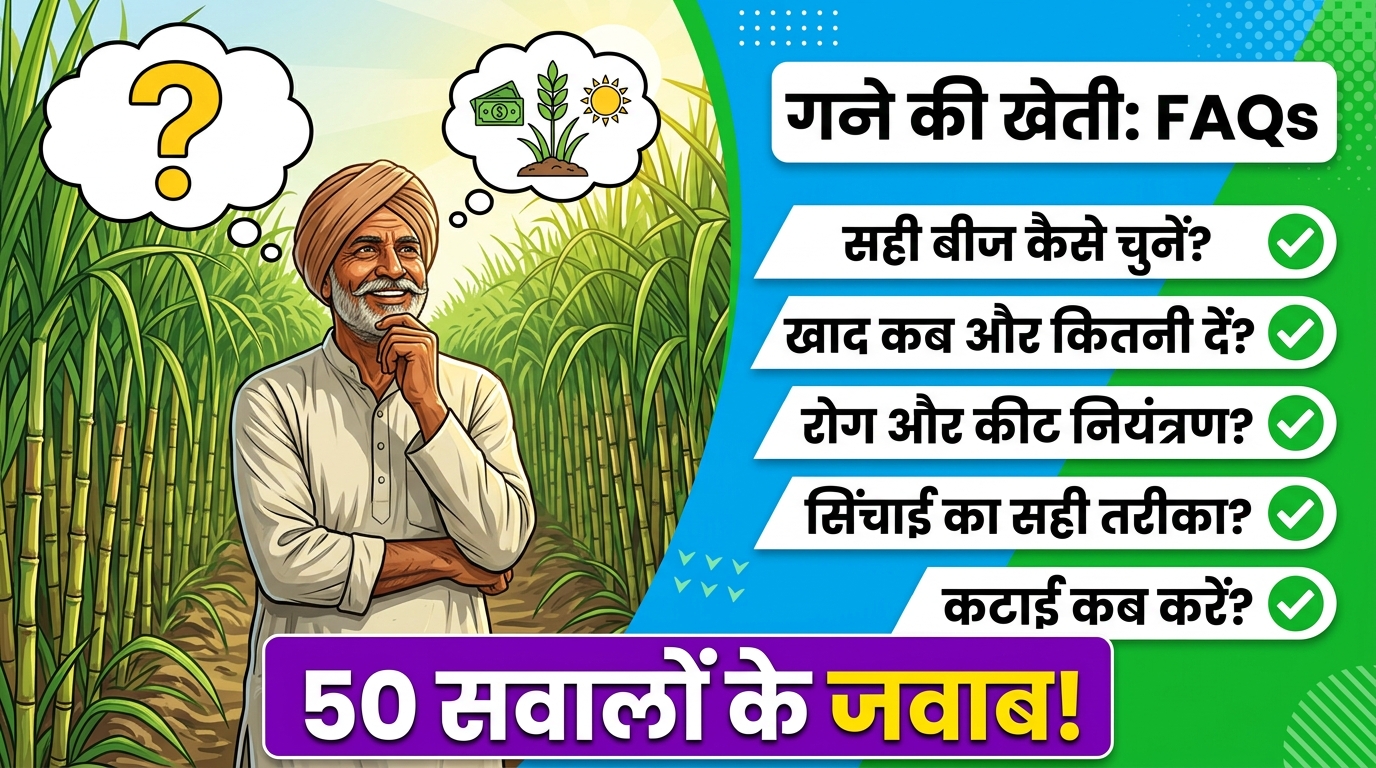 गन्ना किसानों के 50 सवाल-जवाब (FAQ) — CaneUp, पर्ची, भुगतान, SAP और खेती की पूरी जानकारी