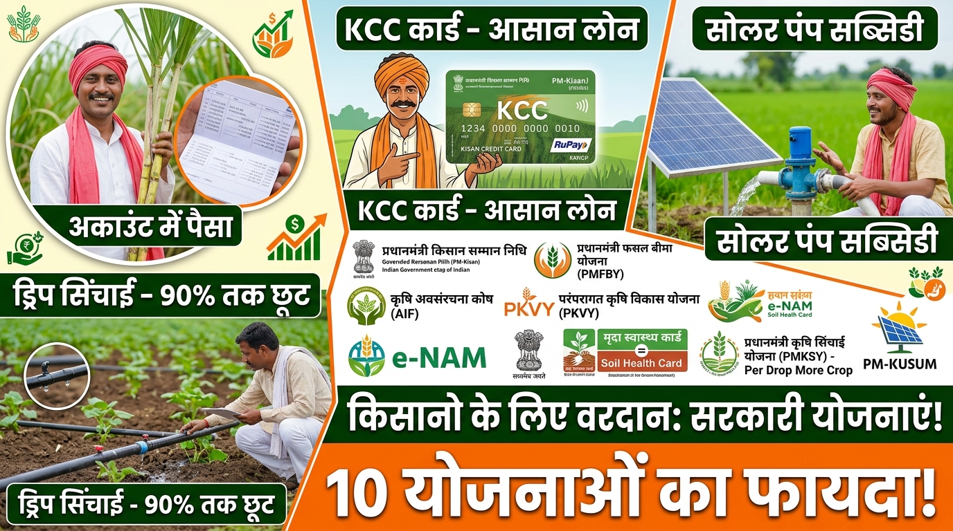 गन्ना किसानों के लिए 10 सरकारी योजनाएं 2026 — पूरी लिस्ट, लाभ और आवेदन का तरीका