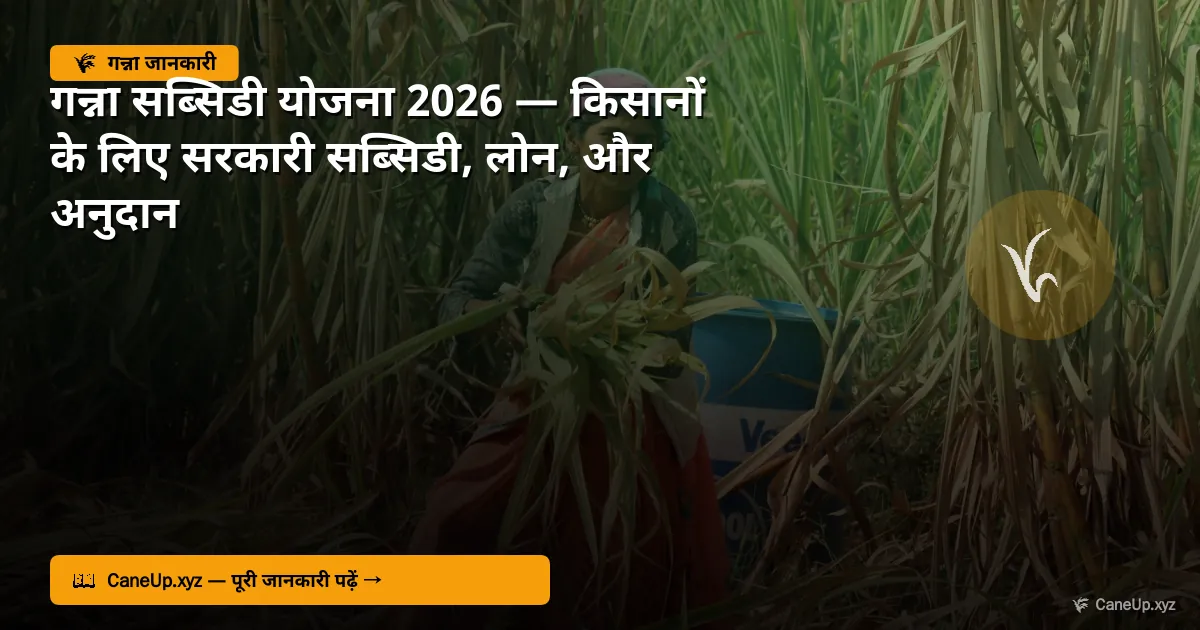 गन्ना सब्सिडी योजना 2026 — किसानों के लिए सरकारी सब्सिडी