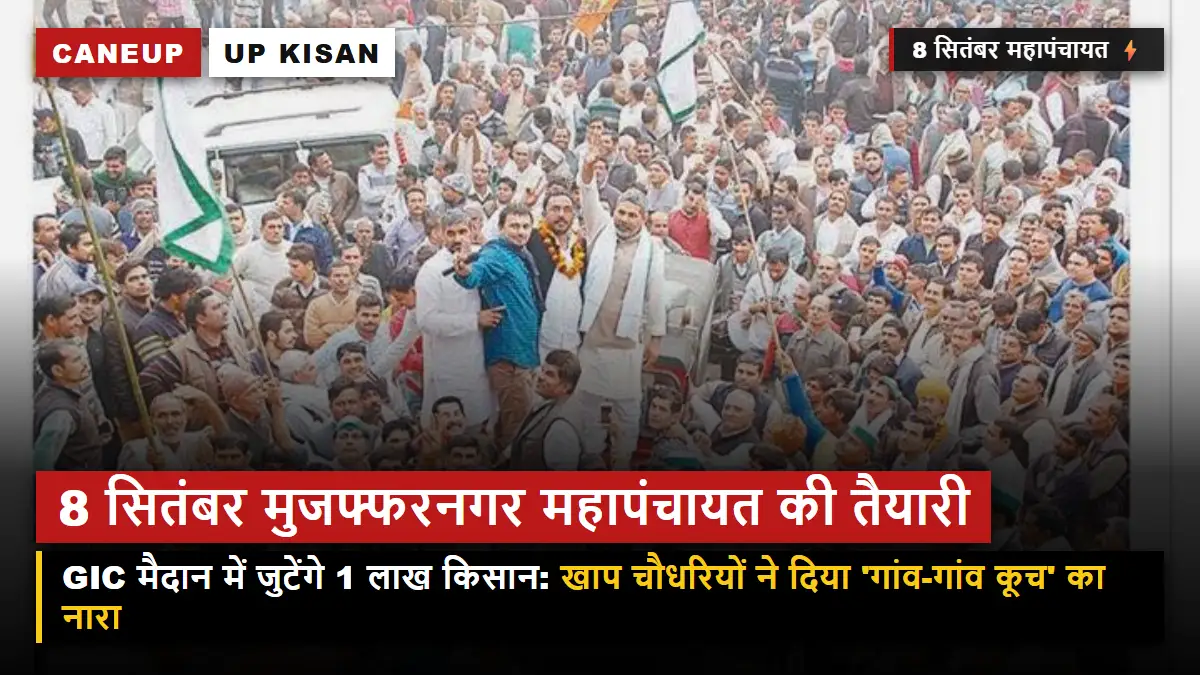 8 सितंबर मुजफ्फरनगर महापंचायत की महा-तैयारी — GIC मैदान में जुटेंगे 1 लाख किसान, खाप चौधरियों का बड़ा ऐलान!
