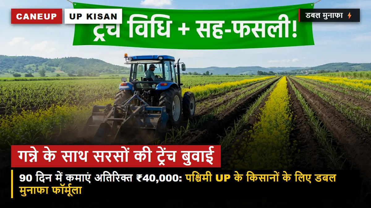 गन्ने के साथ सरसों की ट्रेंच बुवाई — पश्चिमी UP के किसानों के लिए 90 दिन में ₹40,000 अतिरिक्त कमाई का वैज्ञानिक फॉर्मूला!