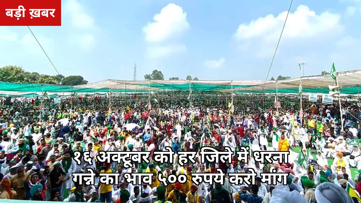 16 अक्टूबर को हर जिले के डीएम दफ्तर पर धरना: चीनी 60 रुपये किलो पार, फिर गन्ने का भाव सिर्फ ₹400 क्यों — भाकियू अराजनैतिक बोली, ₹500 करो