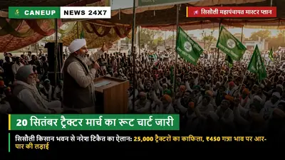 भाकियू सिसौली मुख्यालय से 20 सितंबर ट्रैक्टर मार्च का मास्टर प्लान जारी — 12 जिलों से 25,000 ट्रैक्टरों का रूट चार्ट घोषित: नरेश व राकेश टिकैत ने जारी किए 7 किसान नियम