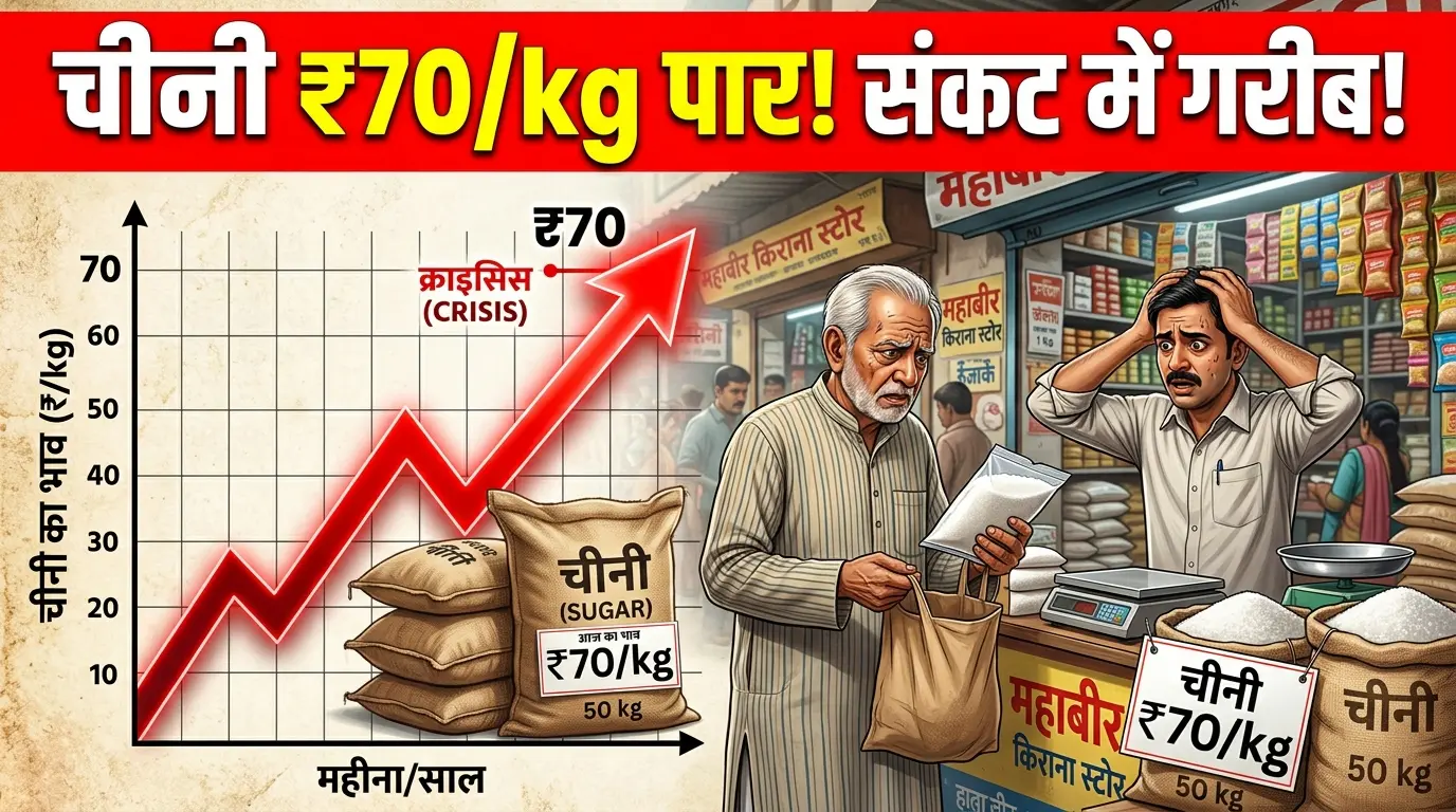 चीनी ₹65-70/kg — 2 महीने में 40% उछली कीमतें! बेकाबू भाव पर सरकार के 3 बड़े एक्शन
