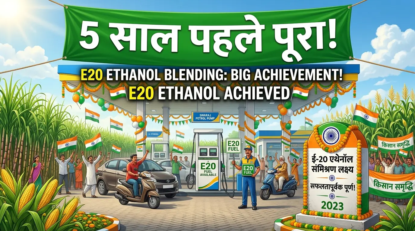 E20 एथेनॉल लक्ष्य समय से 5 साल पहले पूरा — गन्ने के साथ मक्का किसानों की बल्ले-बल्ले!