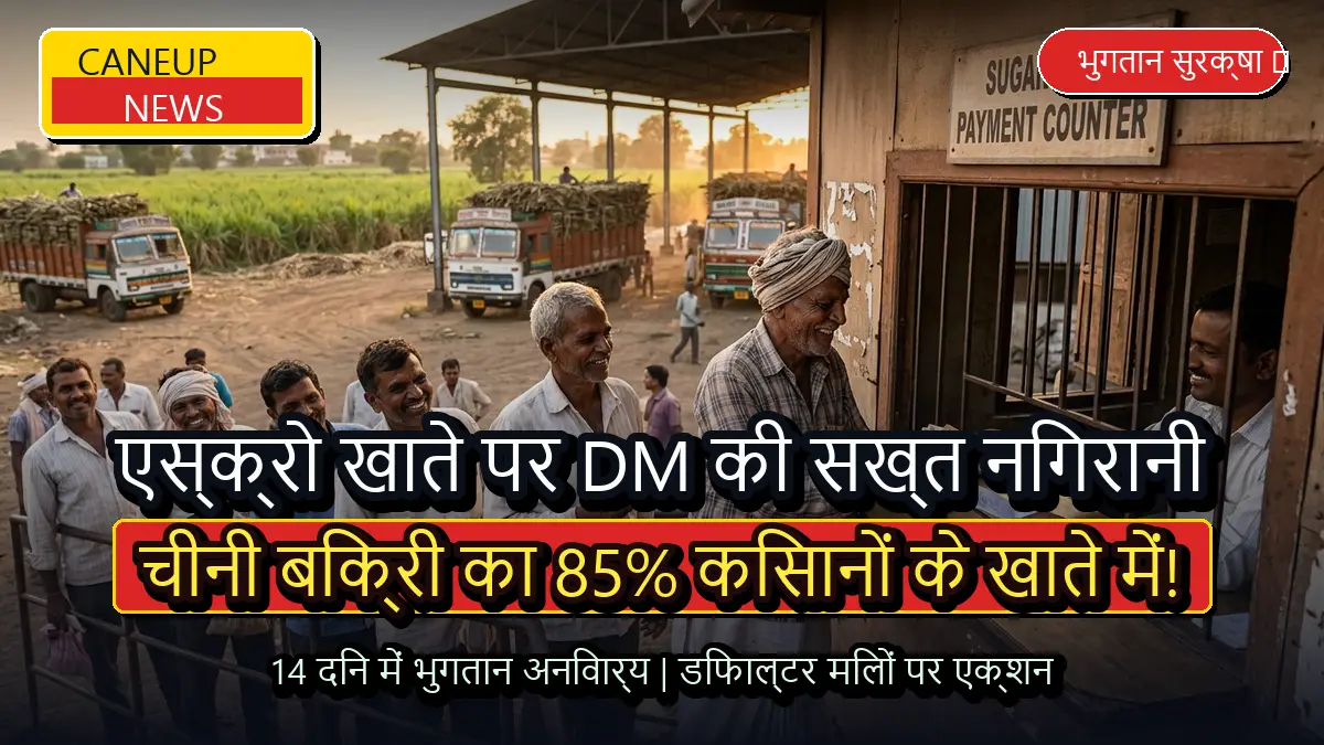 चीनी मिलों के एस्क्रो खाते पर जिलाधिकारियों की पैनी नजर, बिक्री का 85 प्रतिशत सीधे किसानों के भुगतान खाते में जाएगा
