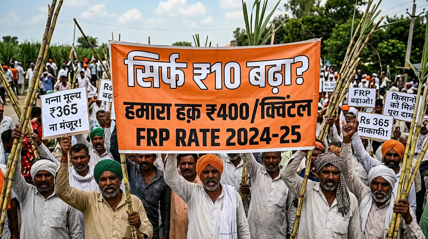 केंद्र के ₹365 FRP से किसान नाखुश — UP में ₹450+ SAP की उम्मीद!