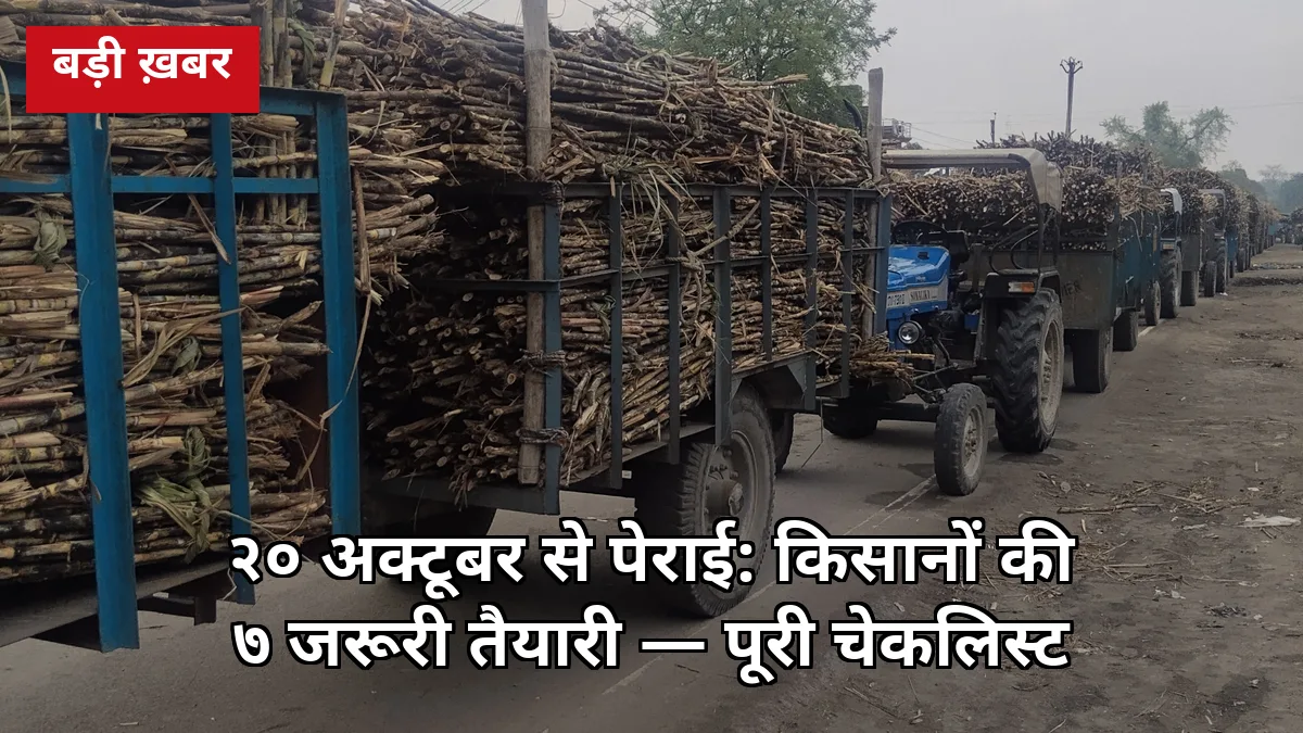 20 अक्टूबर से पेराई का काउंटडाउन: गन्ना किसानों की 7 तैयारी — भाव से बैंक खाते तक पूरी चेकलिस्ट जानिए
