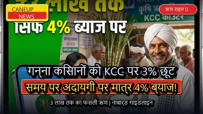 गन्ना किसानों के लिए KCC लोन पर 3 प्रतिशत ब्याज छूट, समय पर अदायगी पर मात्र 4 प्रतिशत लगेगा ब्याज