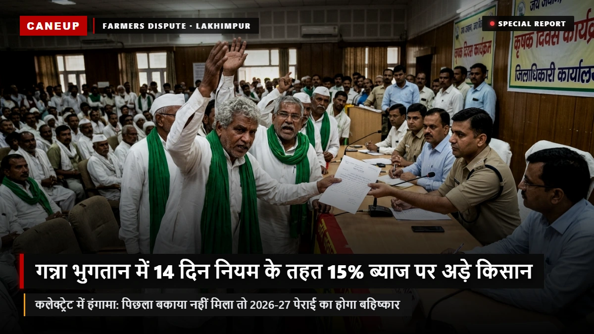 लखीमपुर खीरी किसान दिवस: डिफाल्टर चीनी मिलों से 15% ब्याज समेत भुगतान की मांग — किसानों का अल्टीमेटम: बकाया नहीं चुकाया तो नए सत्र में नहीं चलने देंगे मिल