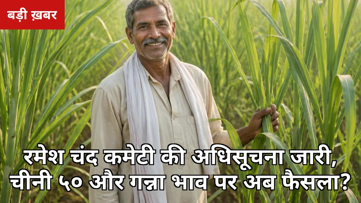 14 अक्टूबर को बनी रमेश चंद गन्ना कमेटी, किसान बोले — हमें मंजूर नहीं: चीनी ₹31 से ₹50 और गन्ना भाव पर अब क्या होगा फैसला?