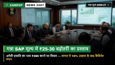 गन्ना राज्य परामर्शित मूल्य (SAP) 2026-27 पर लखनऊ में उच्चस्तरीय मंथन — ₹25 से ₹30 प्रति क्विंटल बढ़ोतरी का प्रस्ताव, अगेती प्रजाति ₹395 करने पर विचार