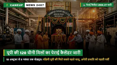 यूपी चीनी मिल पेराई सत्र 2026-27 का आधिकारिक कैलेंडर जारी — 15 अक्टूबर से 5 नवंबर के बीच चलेंगी 120 मिलें: जिलावार तिथियां व इंडेंट रोस्टर घोषित