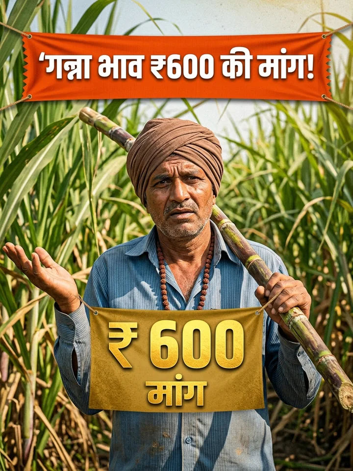 गन्ने का भाव ₹600/क्विंटल मांग — क्या बढ़ेगा रेट?