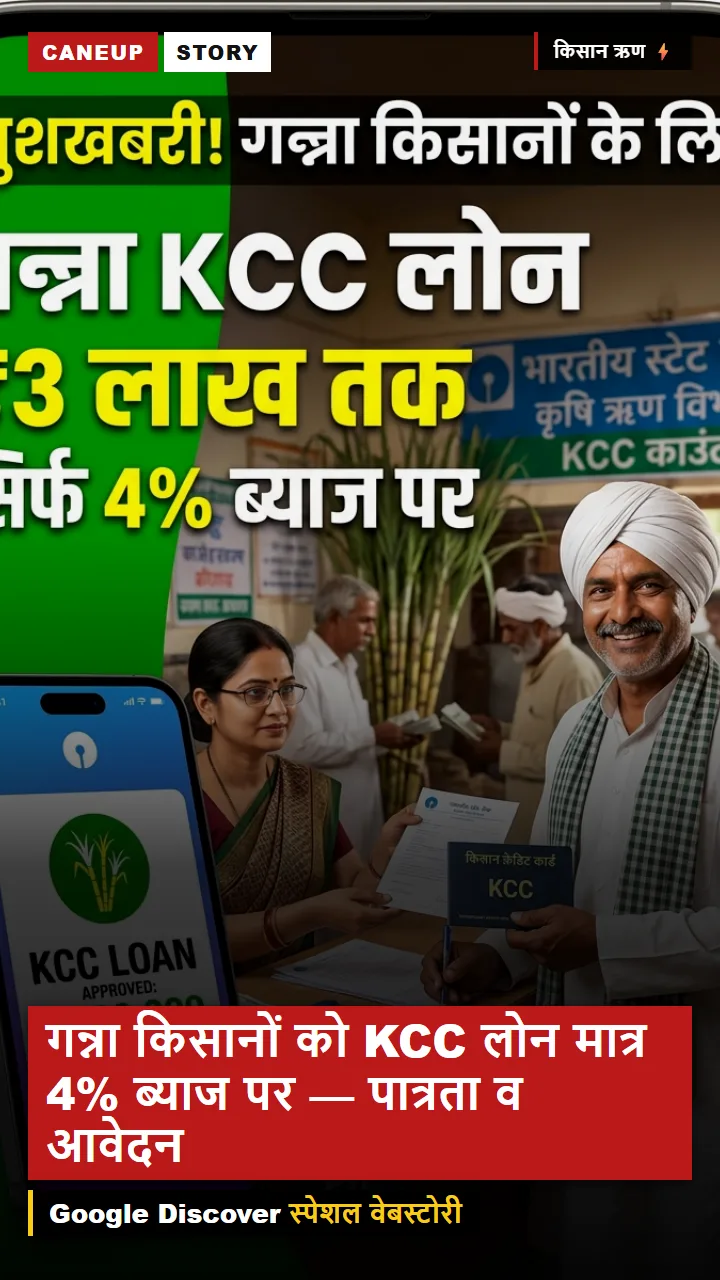 गन्ना किसानों को KCC लोन मात्र 4% ब्याज पर — पात्रता व आवेदन