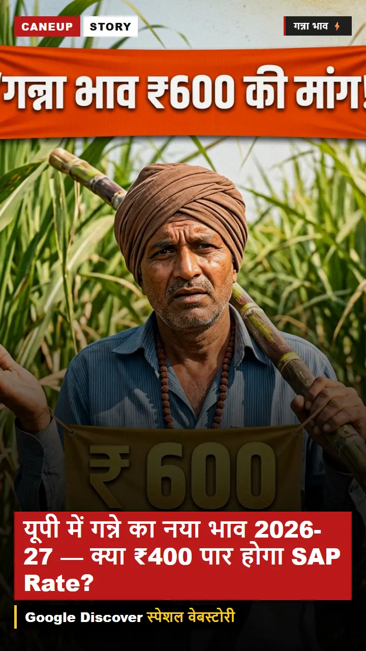 यूपी में गन्ने का नया भाव 2026-27 — क्या ₹400 पार होगा SAP Rate?